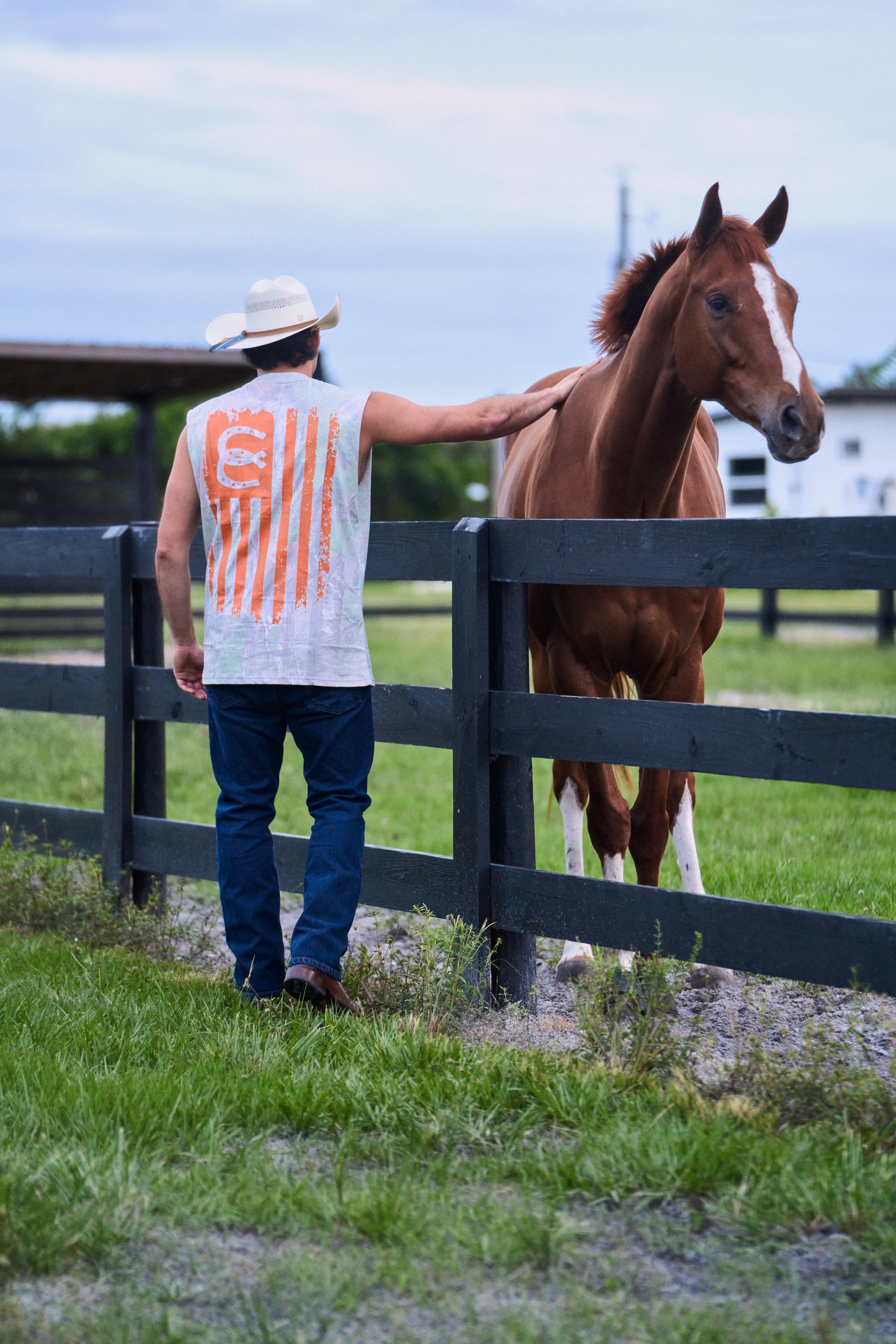 Camo Muscle Tee (Orange Logo)
