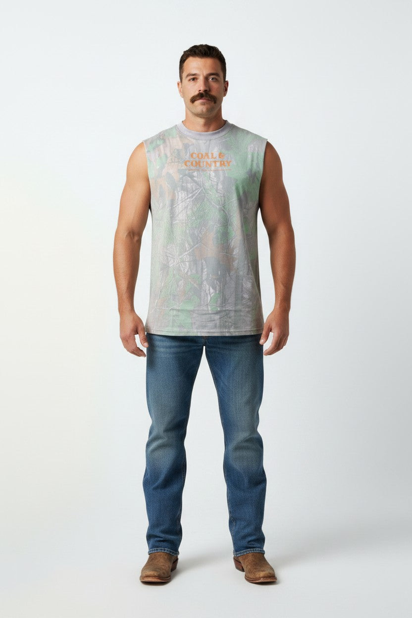 Camo Muscle Tee (Orange Logo)